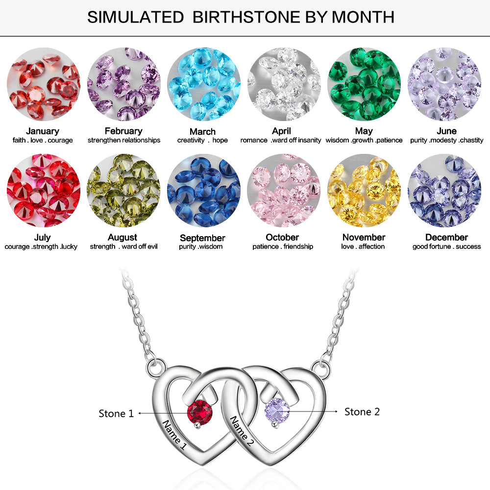 925 Sterling Silver Four Birthstone Heart Necklace - iYdr