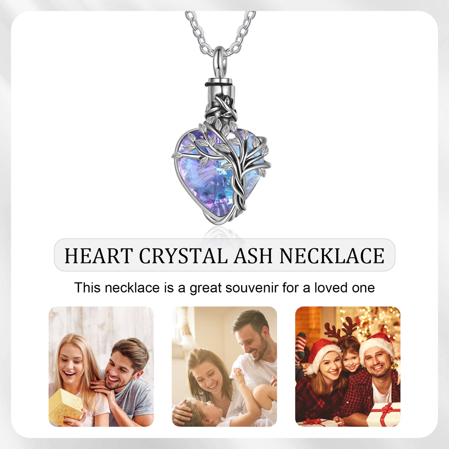 Heart Crystal Ashes Necklace