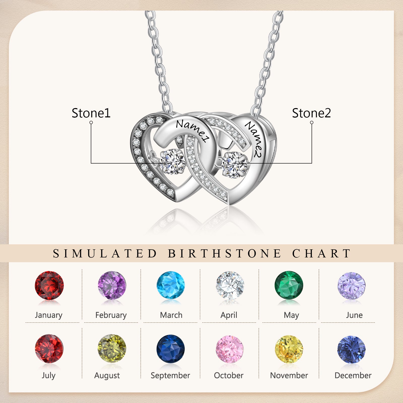 Custom Double Heart Necklace - iYdr