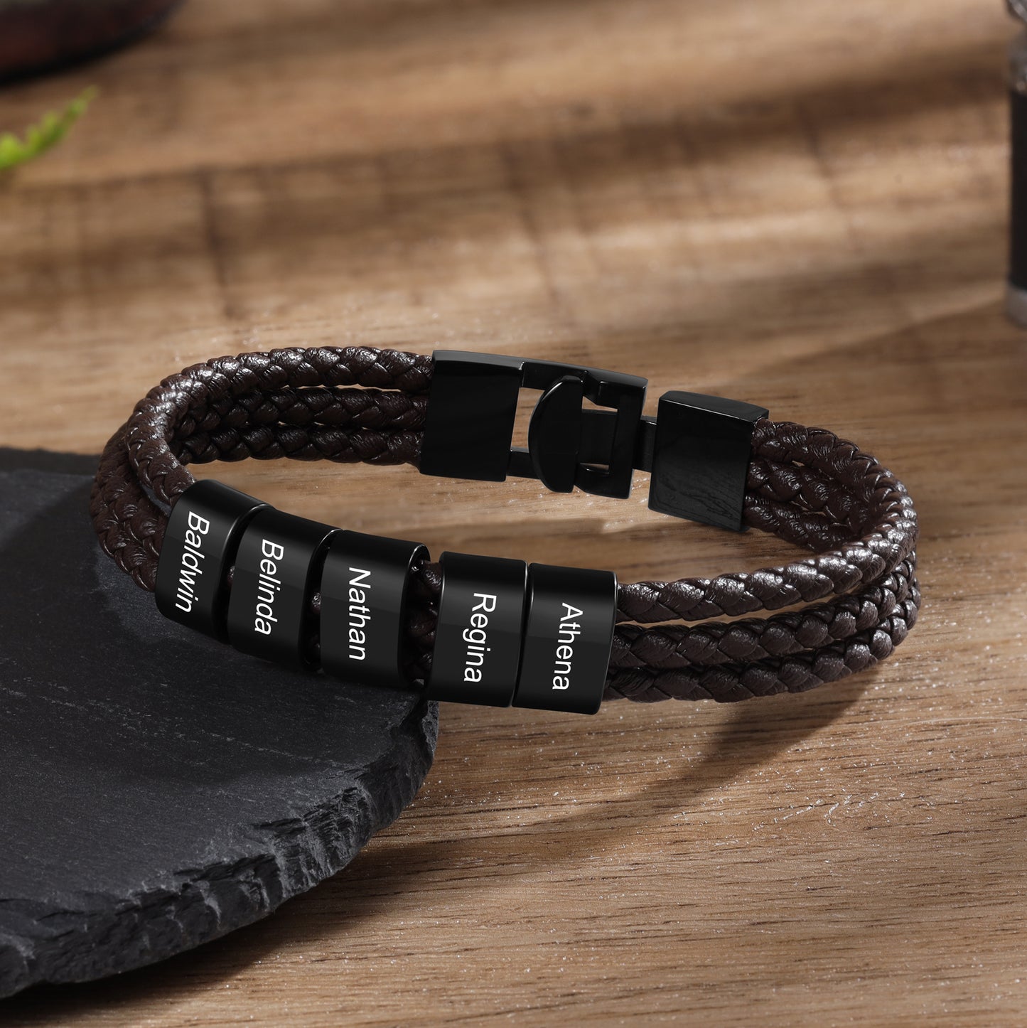 Custom Name Leather Bracelet