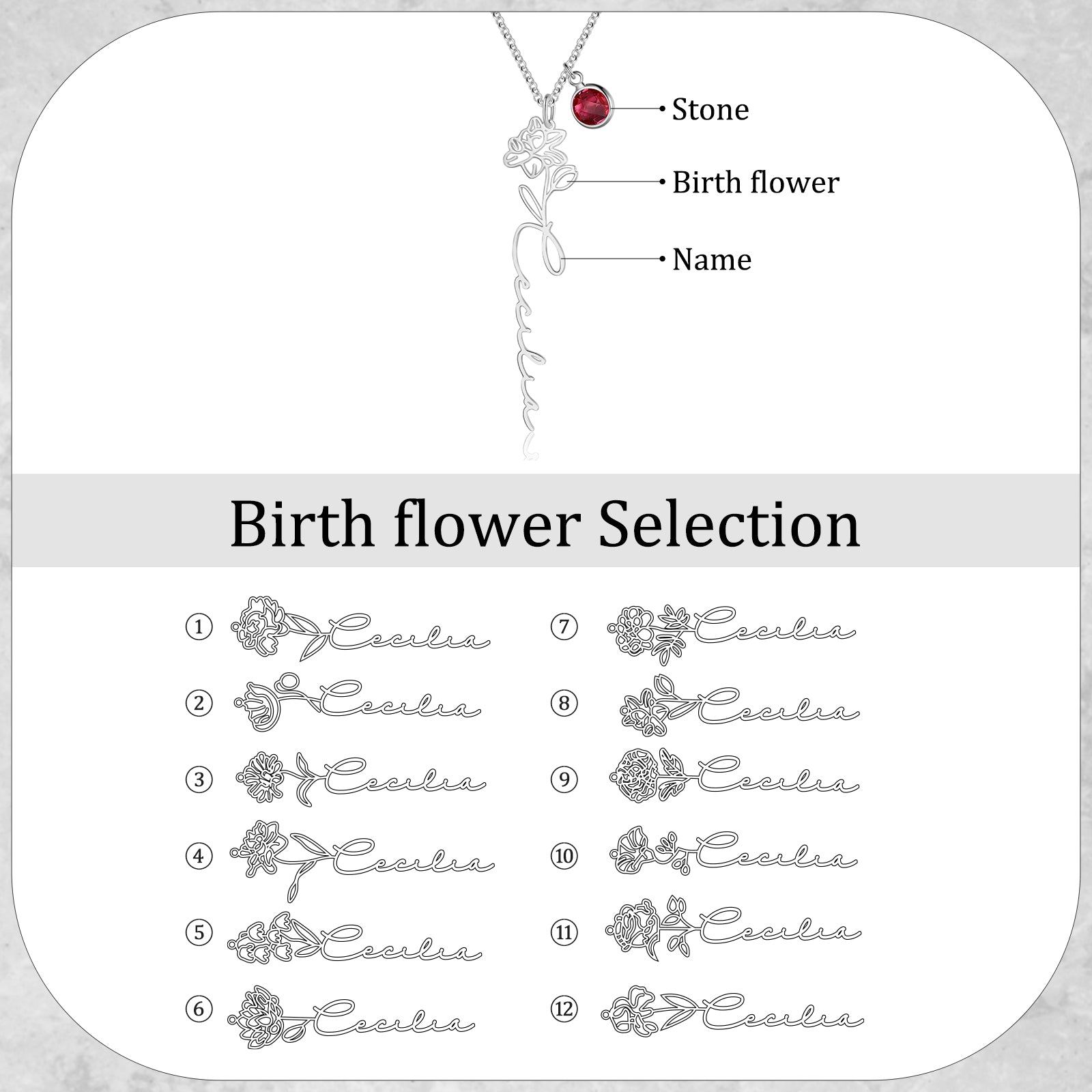 Custom Name Birthflower Necklace - iYdr