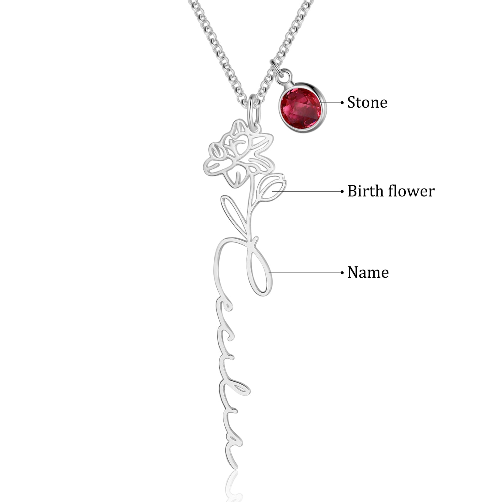Custom Name Birthflower Necklace - iYdr