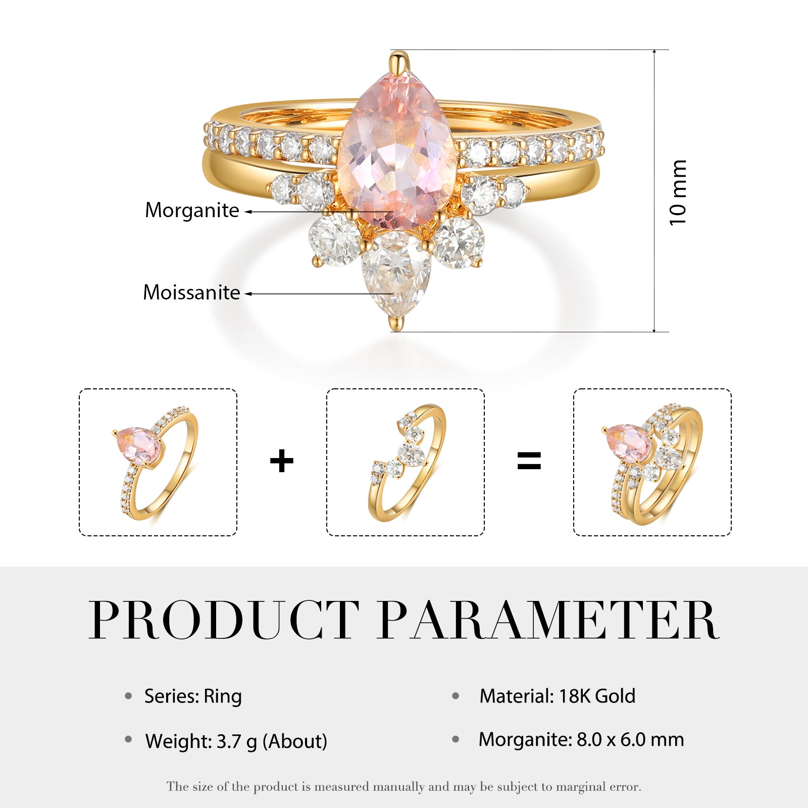 K Gold Natural Morganite Ring - iYdr