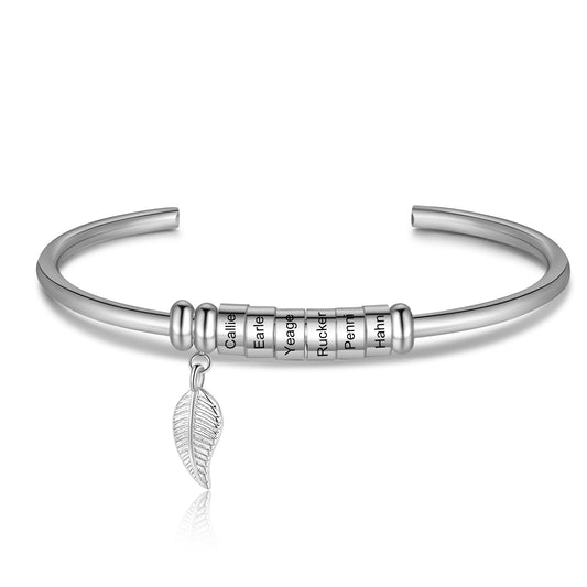 Personalized Stainless Steel Leaf Name Bracelet