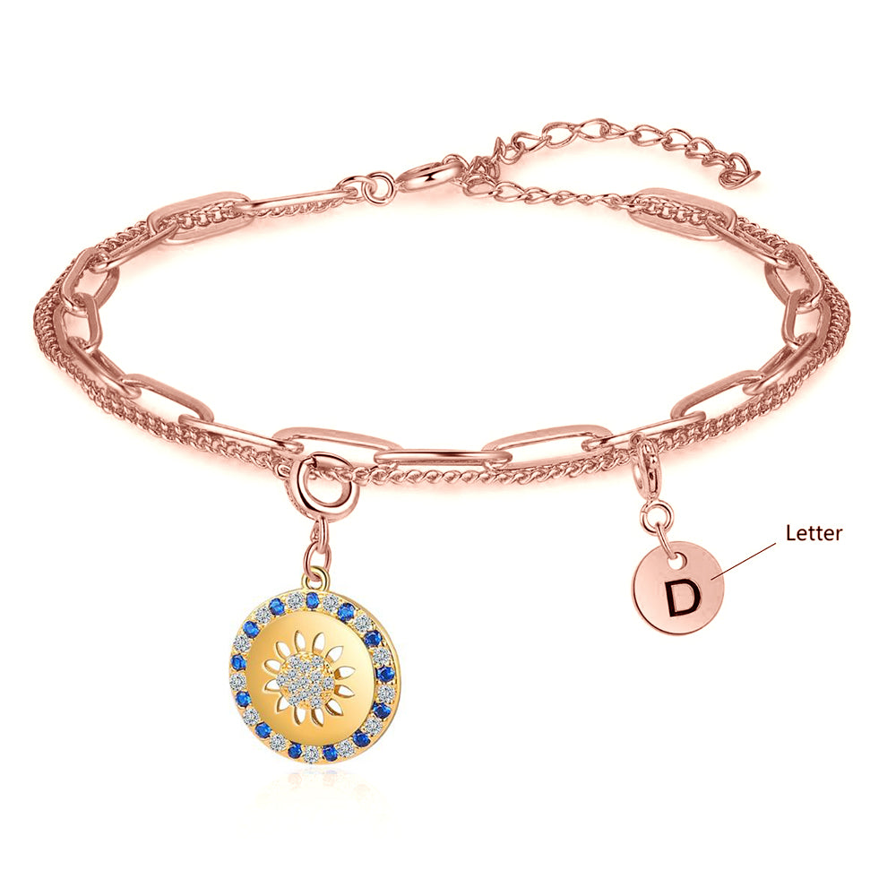 Rhodium Plated Evil Eye Name Bracelet