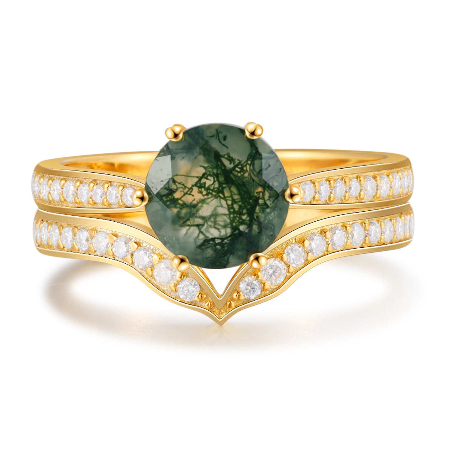 K Gold Moss Agate Ring - iYdr