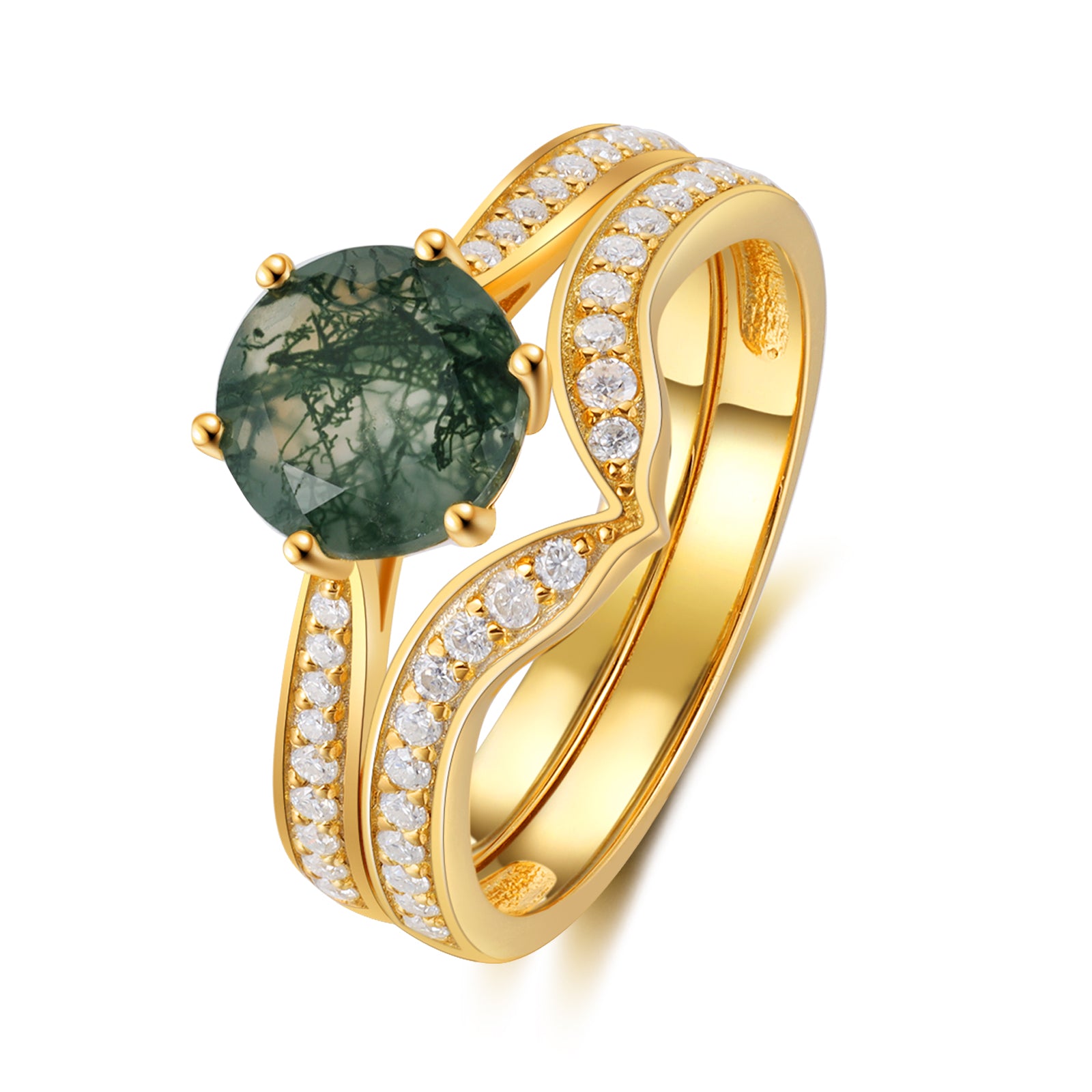 K Gold Moss Agate Ring - iYdr