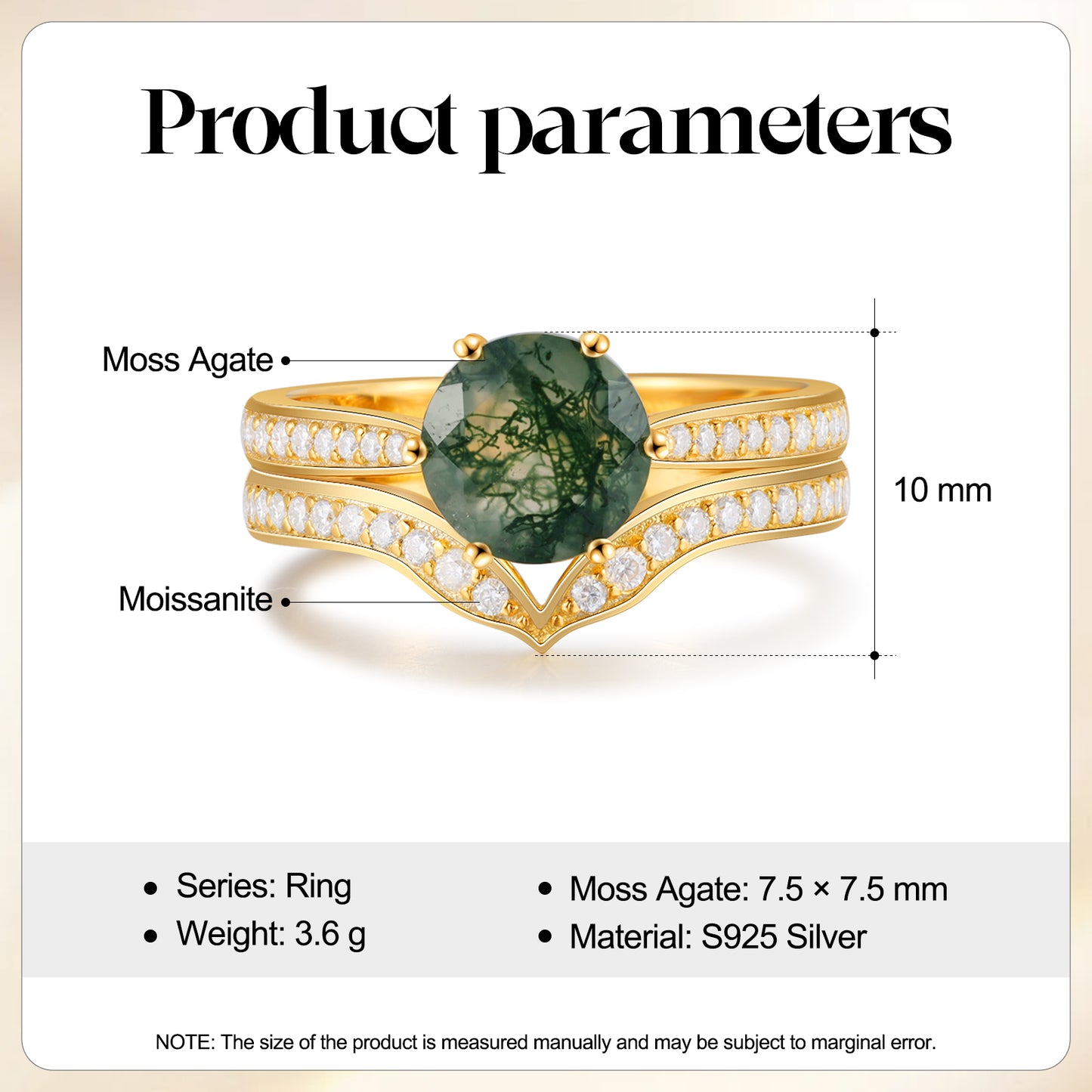 K Gold Moss Agate Ring - iYdr