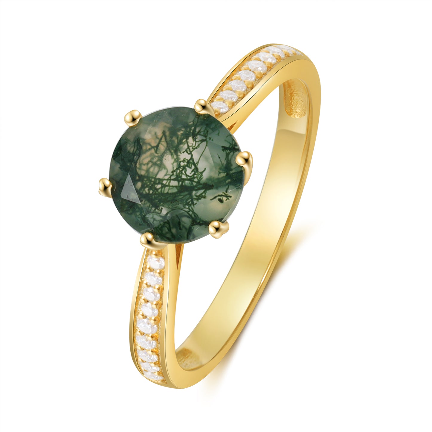 K Gold Moss Agate Ring - iYdr