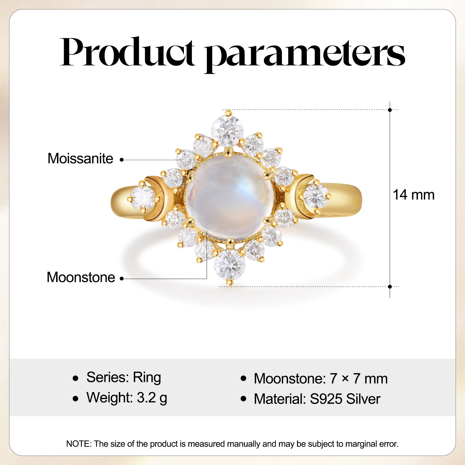 K Gold Moonstone Ring - iYdr