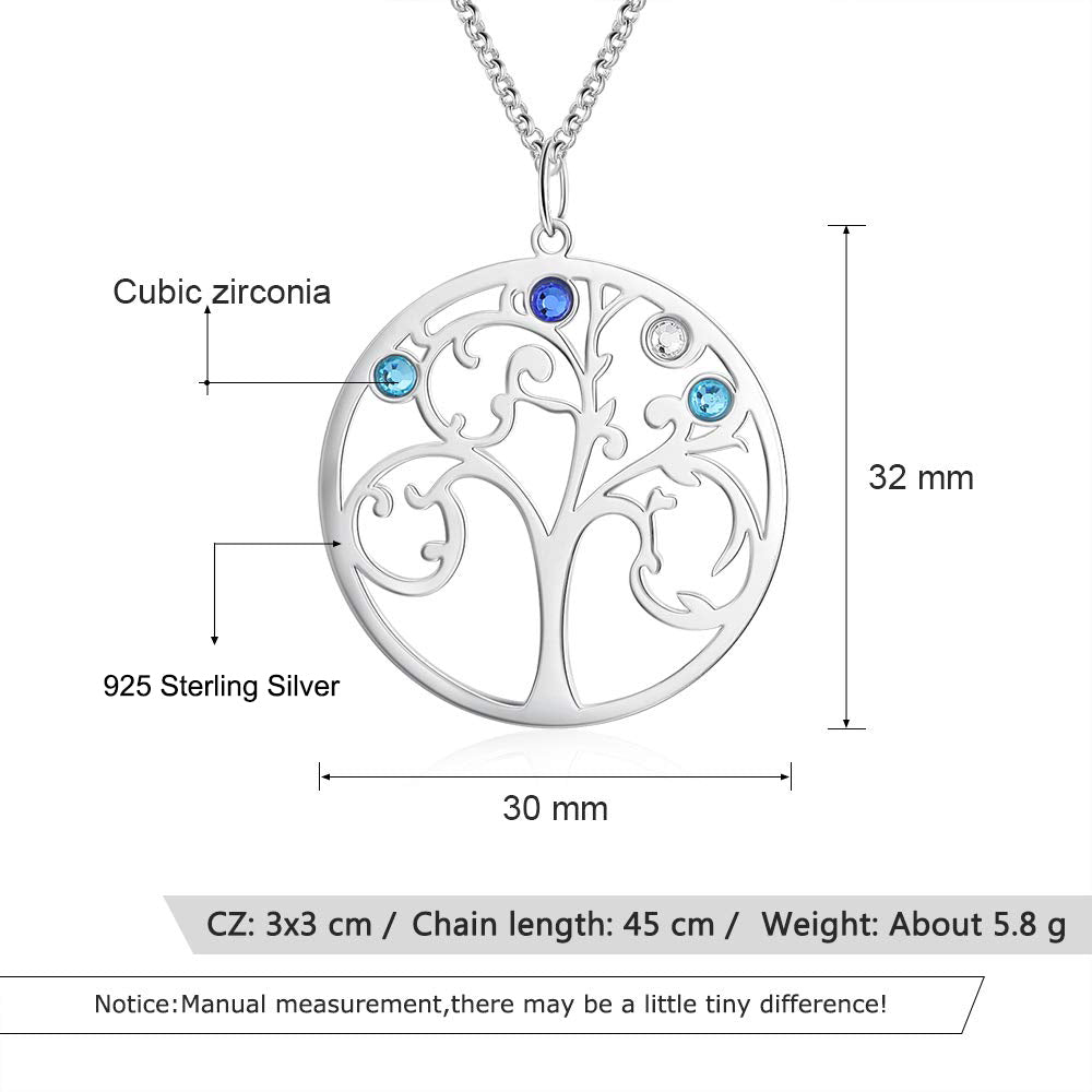 925 Sterling Silver Personalized Family Tree Name Necklace - iYdr