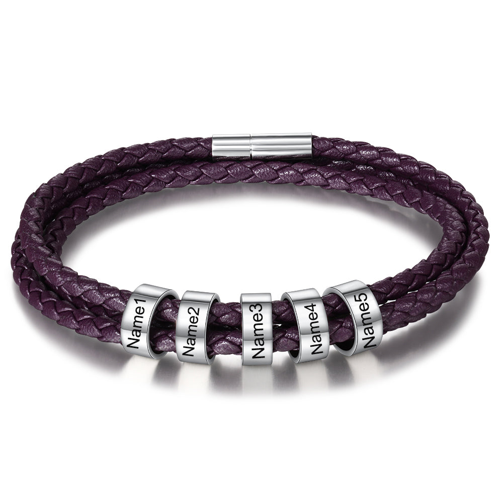 Leather bead bracelet Custom Length Color