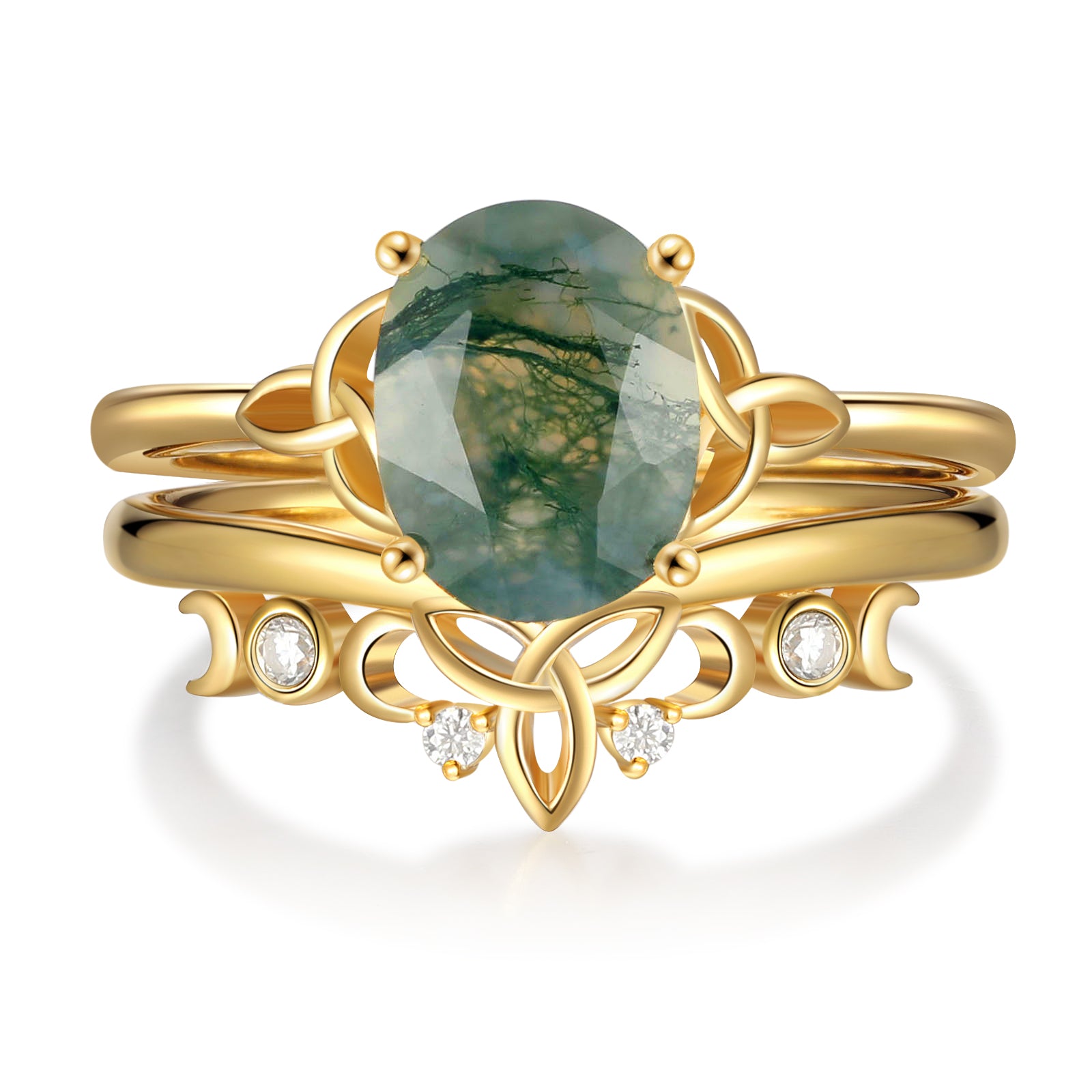 K Gold Moss Agate Ring - iYdr