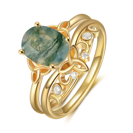 K Gold Moss Agate Ring - iYdr