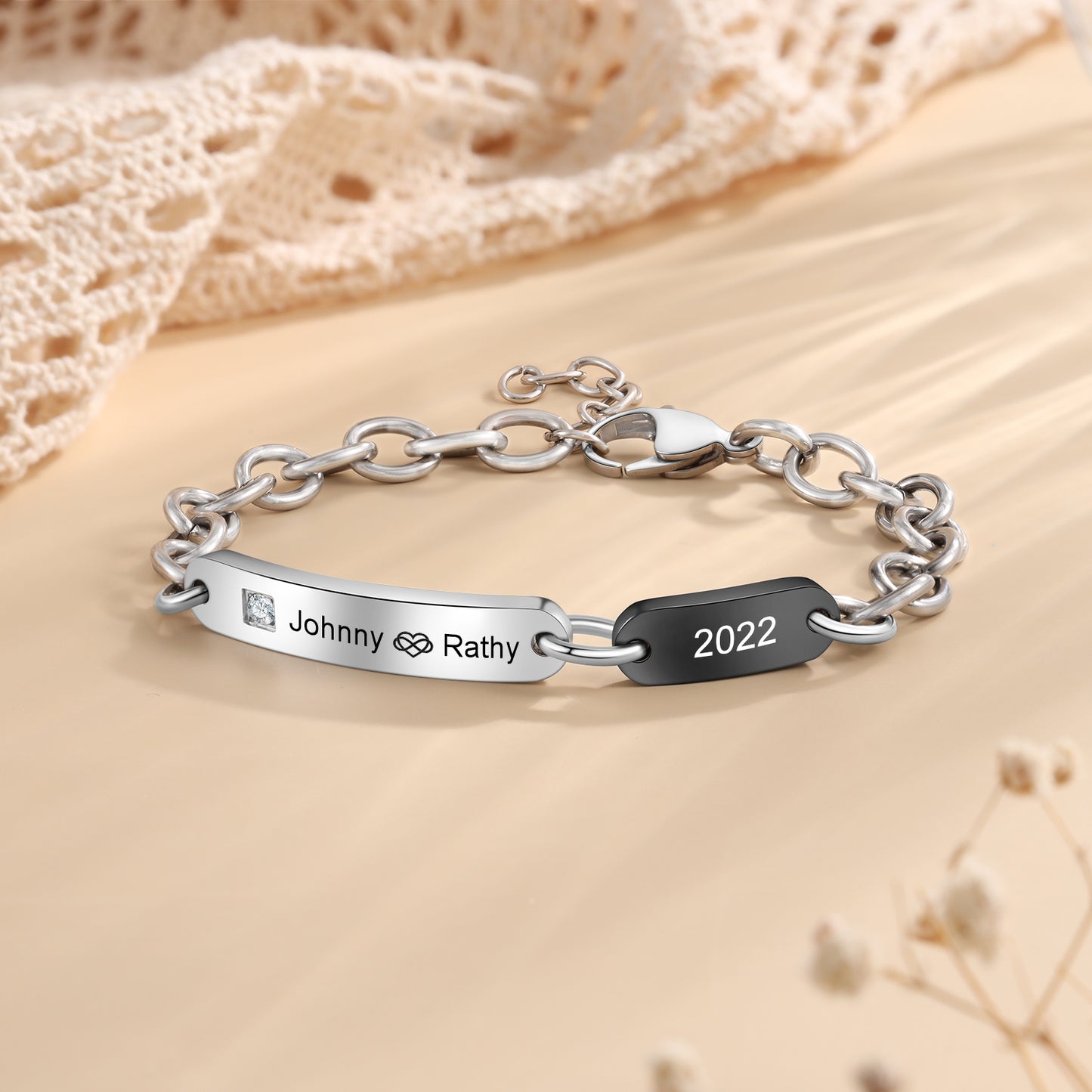 Custom Stainless Steel Couple Bracelet