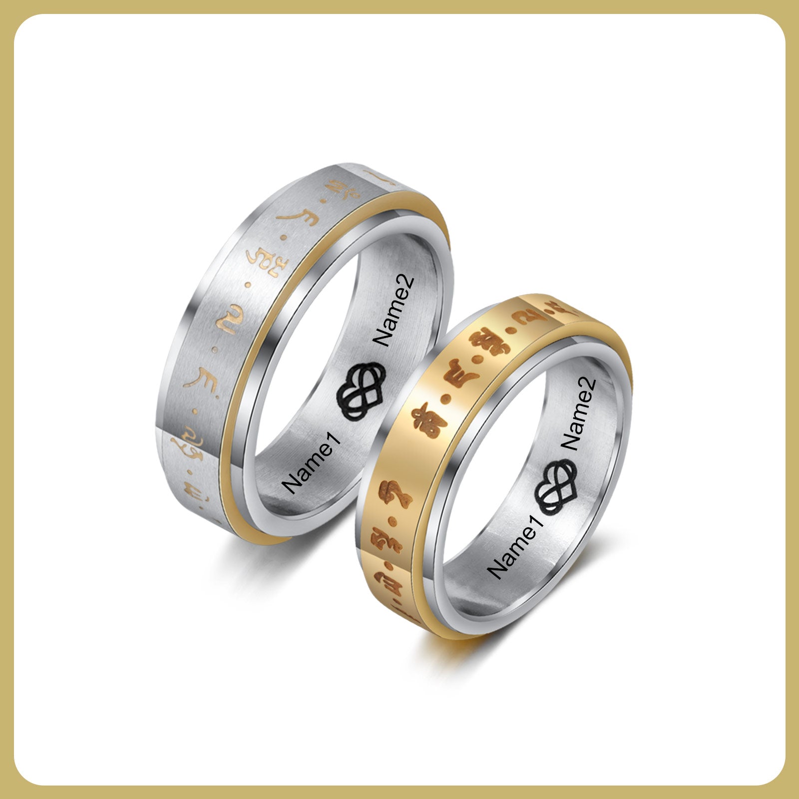 Custom Stainless Steel Couple Ring - iYdr