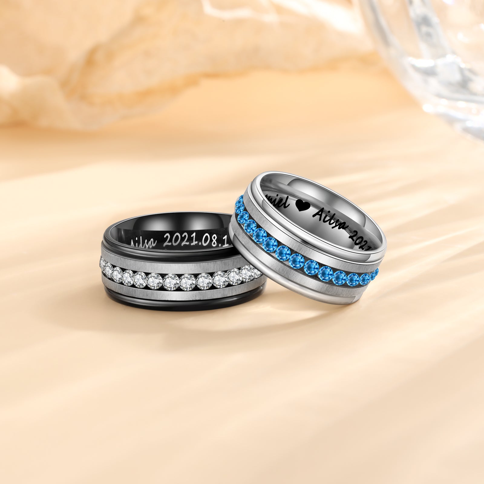 Custom Stainless Steel Couple Ring - iYdr