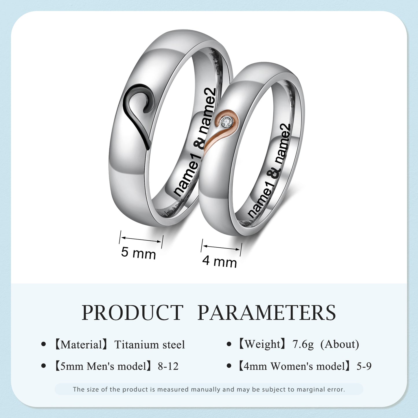 Custom Stainless Steel Couple Ring