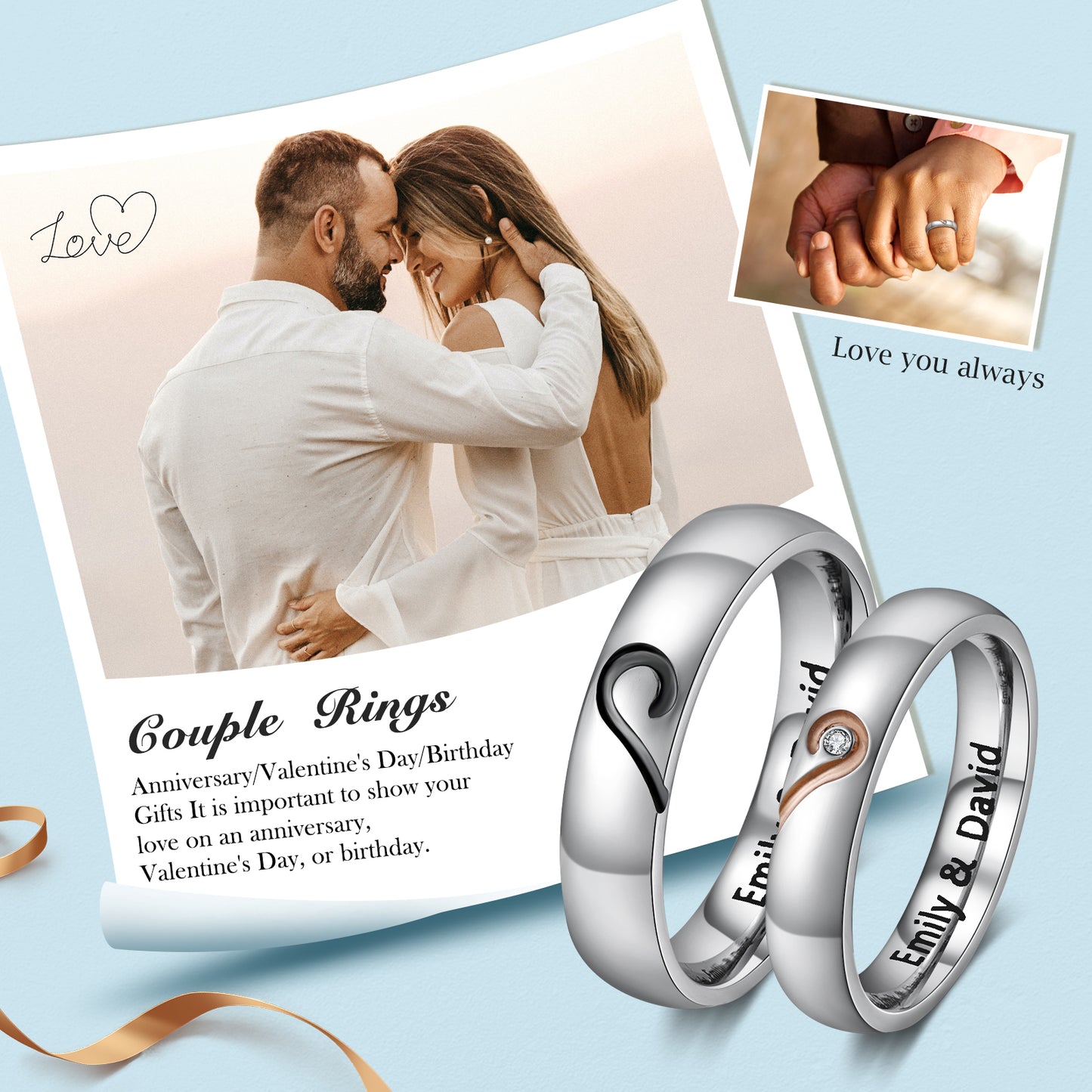 Custom Stainless Steel Couple Ring