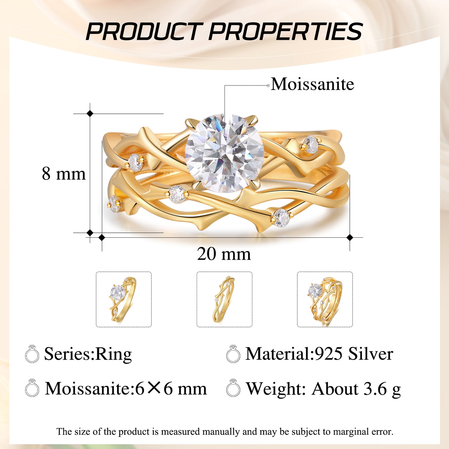 K Gold Natural Moissanite Ring