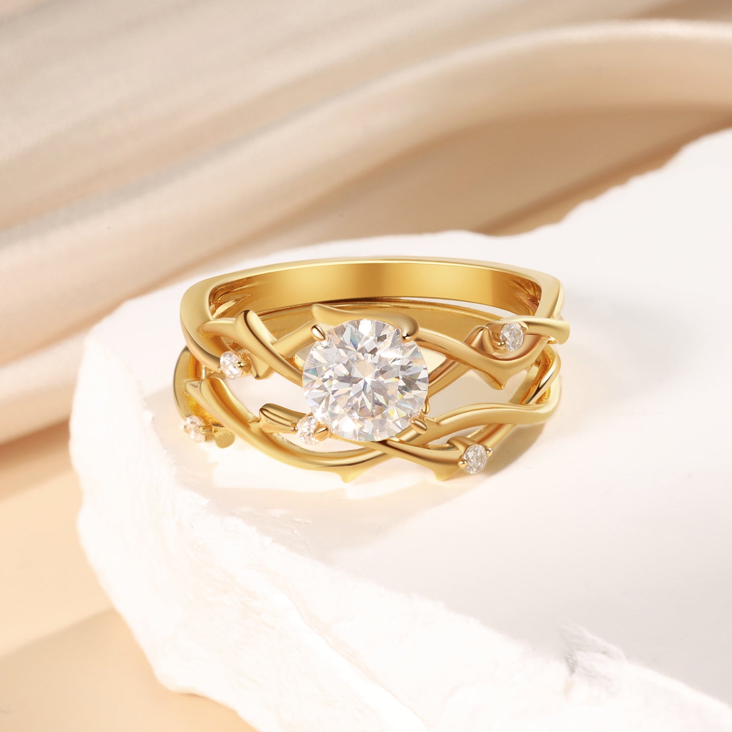 K Gold Natural Moissanite Ring