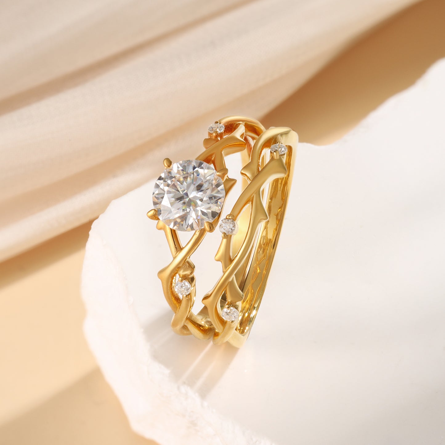 K Gold Natural Moissanite Ring