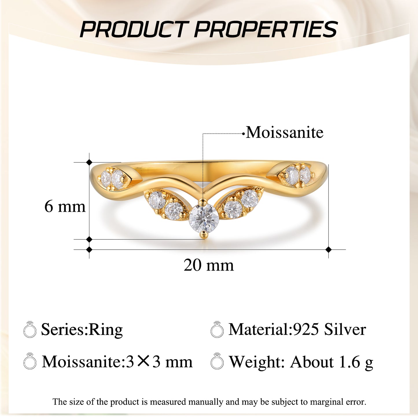 K Gold Natural Moissanite Ring