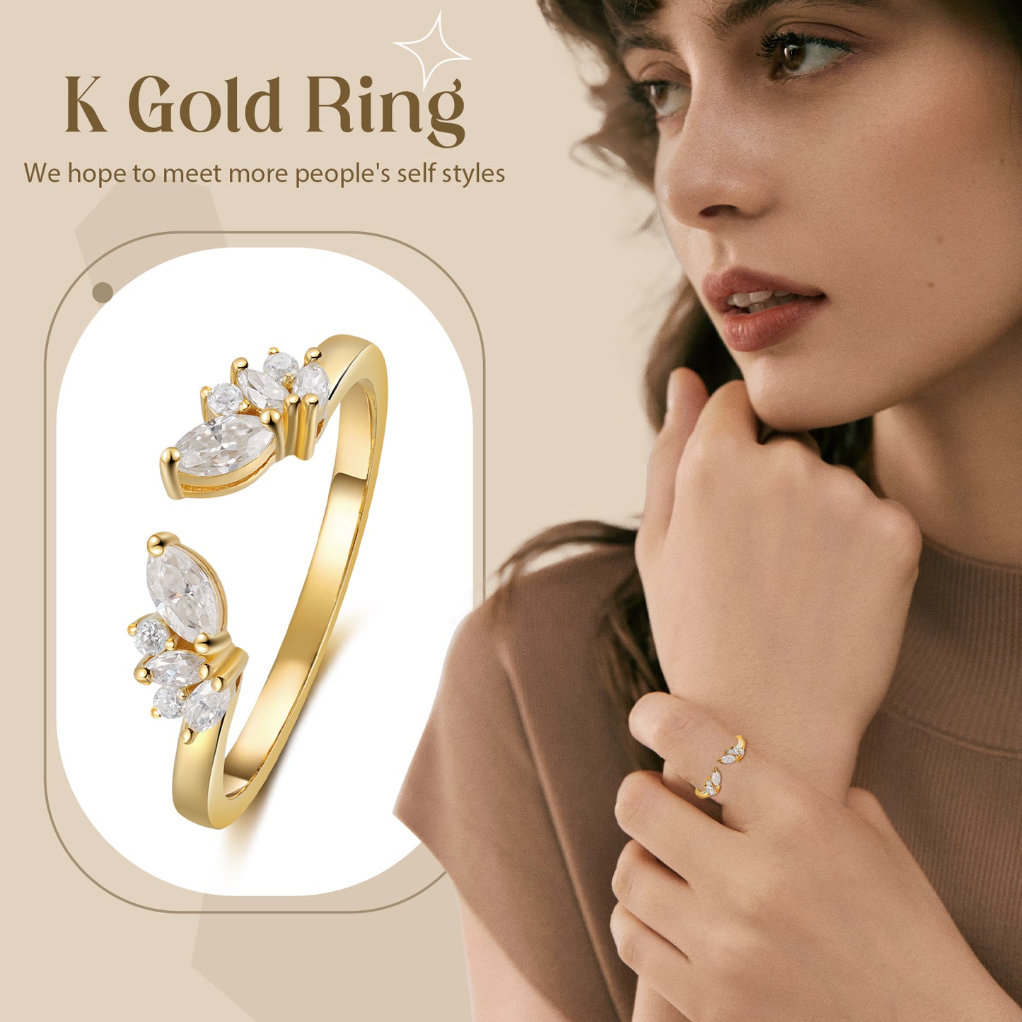 K Gold Natural Moissanite Ring