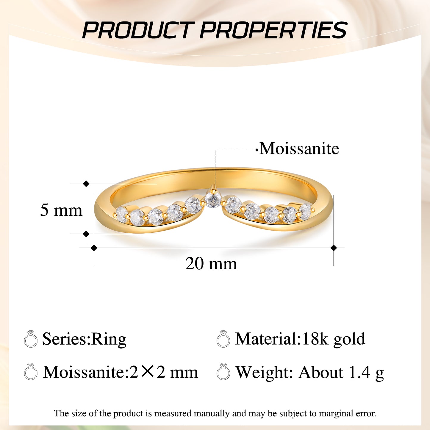 K Gold Natural Moissanite Ring