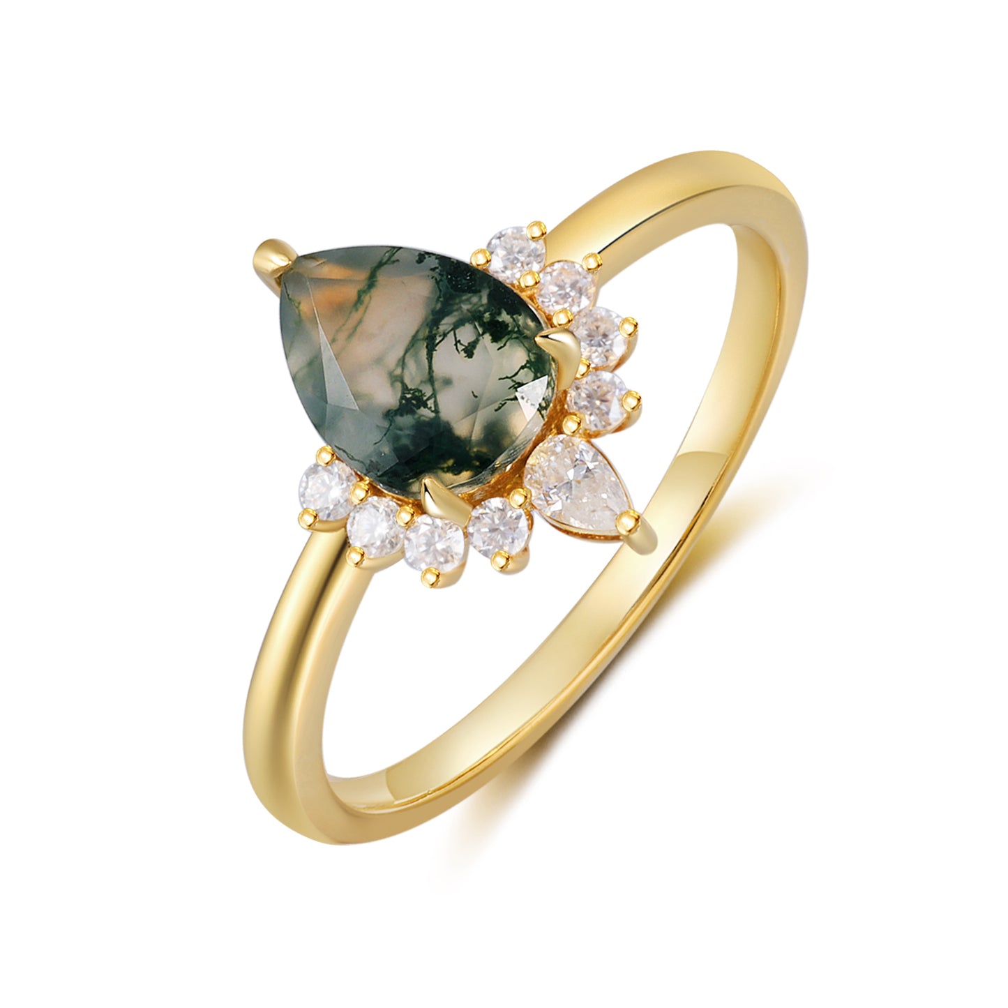 K Gold Natural Moss Agate Ring