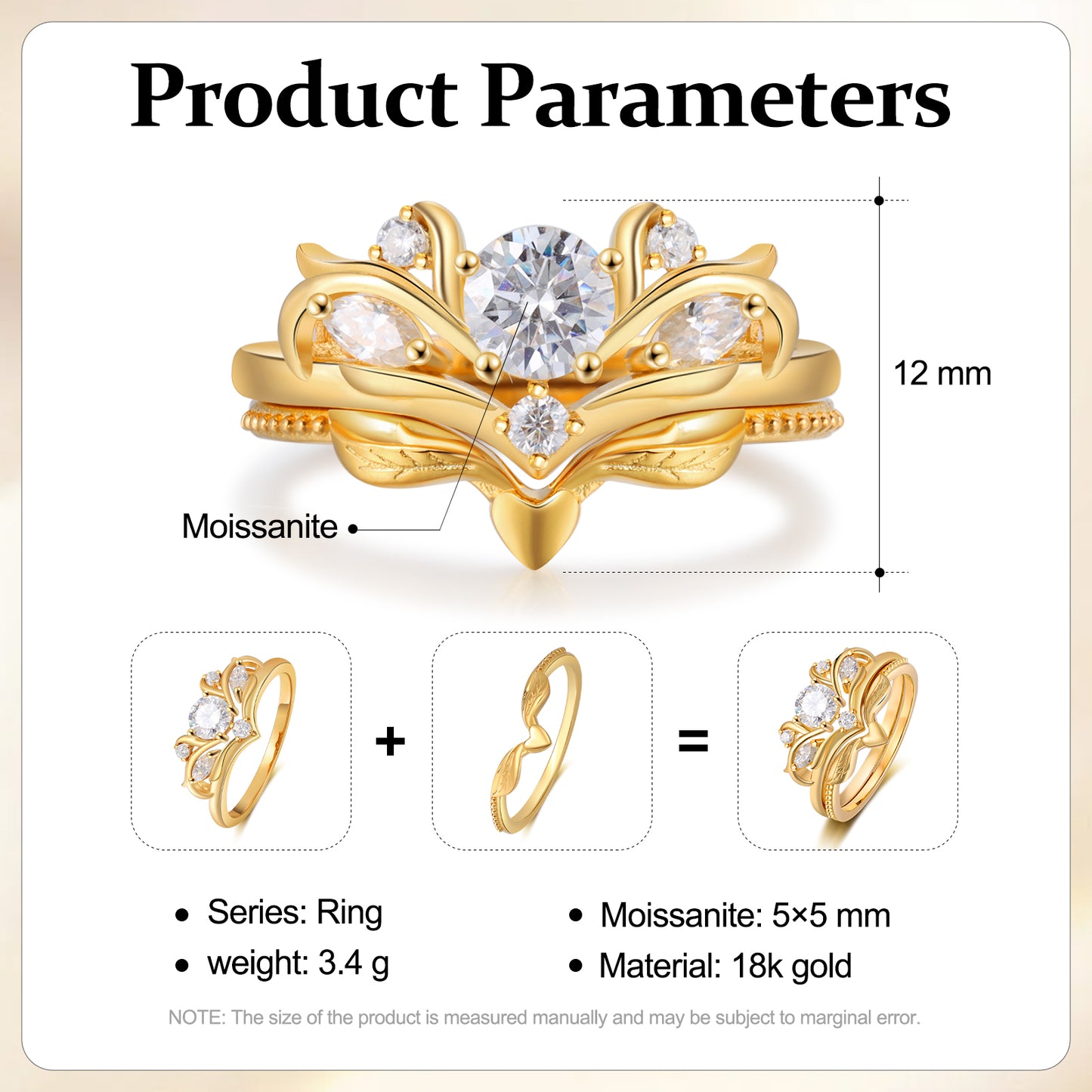 K Gold Natural Moissanite Ring