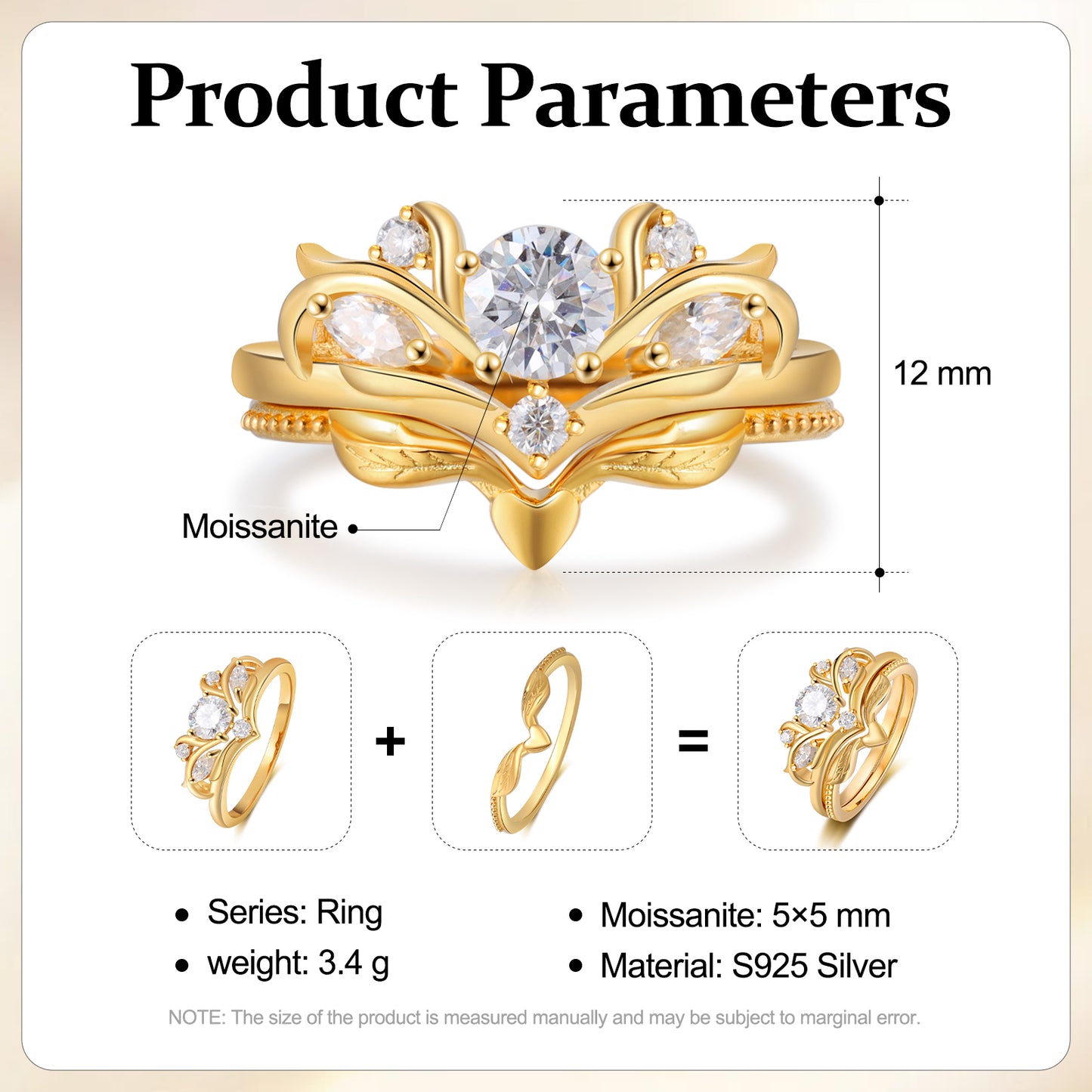 K Gold Natural Moissanite Ring