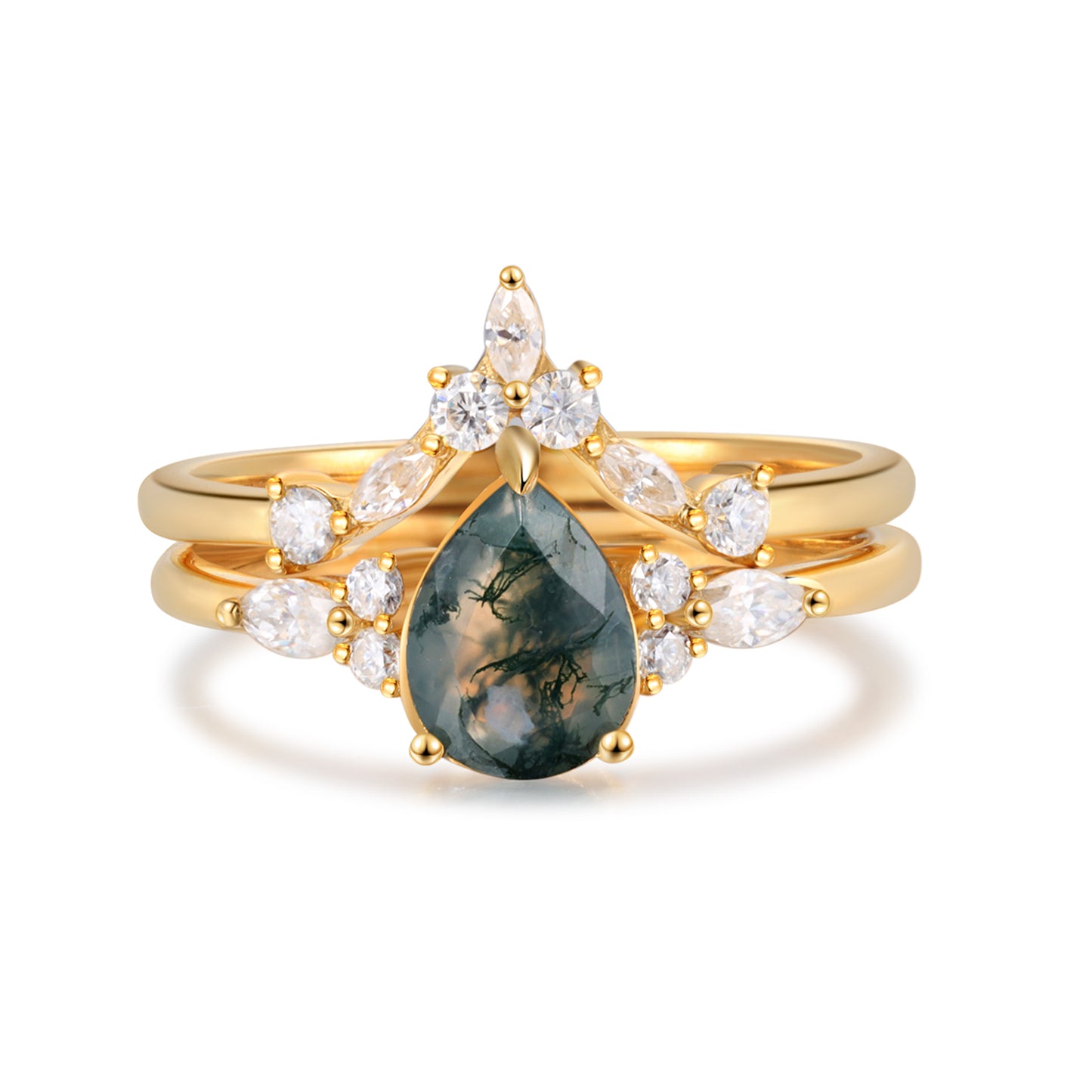 K Gold Natural Moss Agate Ring