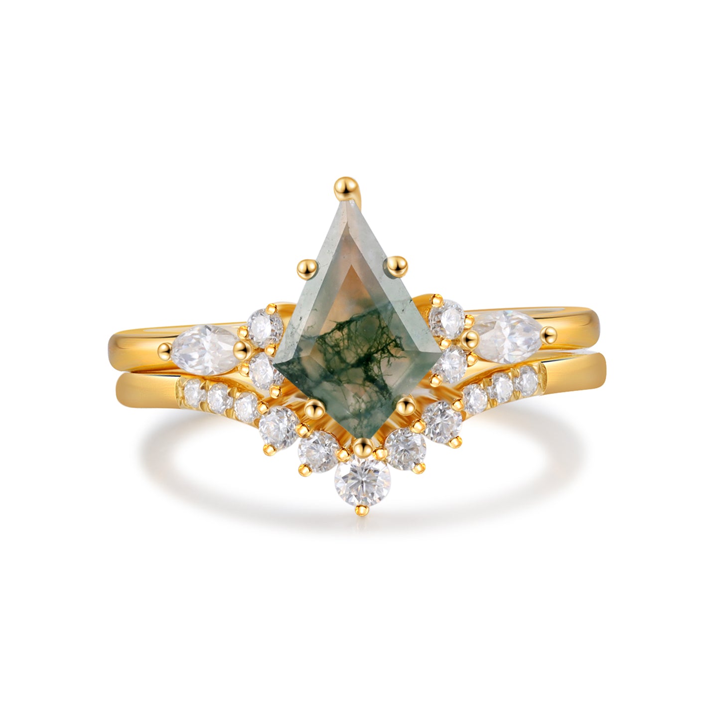 K Gold Natural Moss Agate Ring