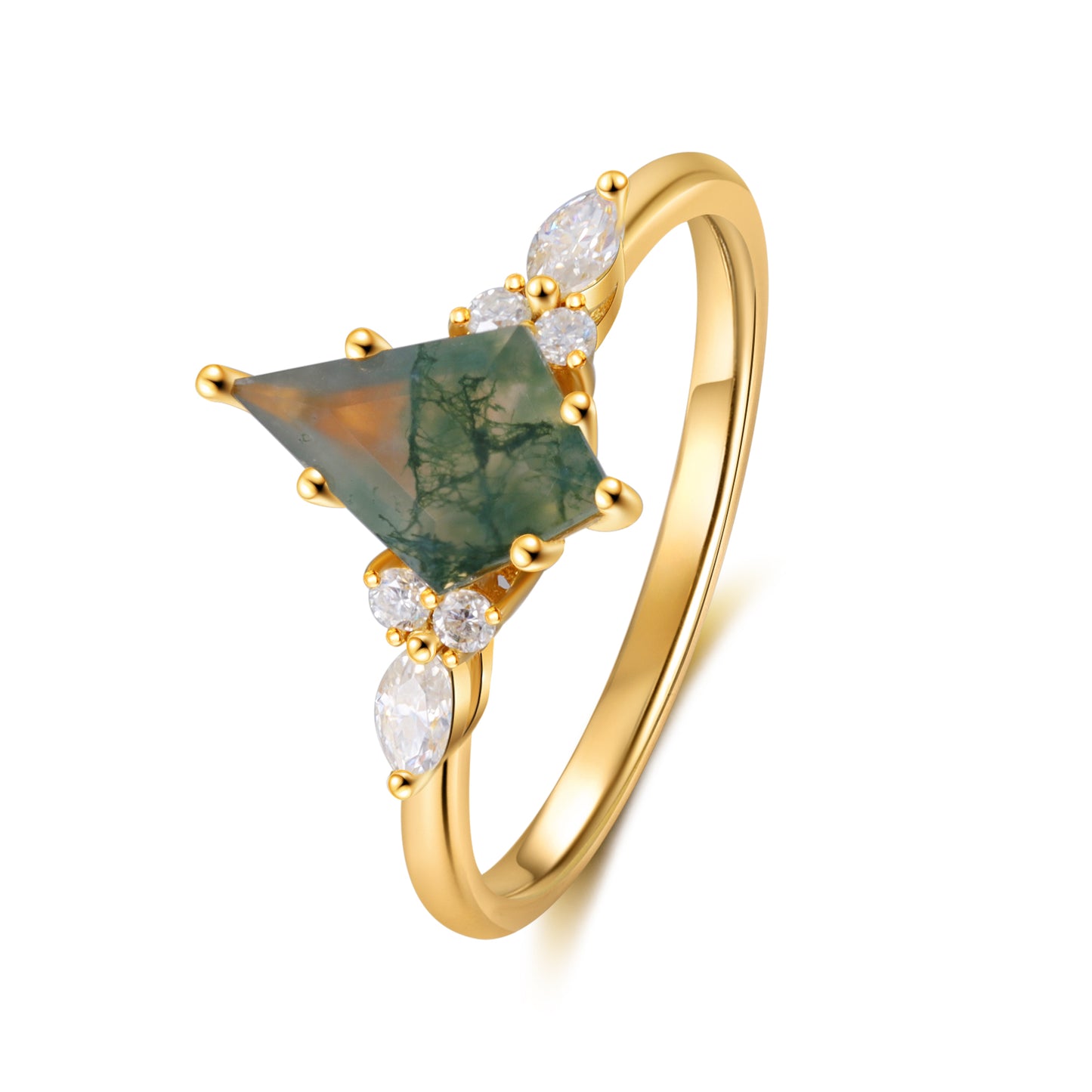 K Gold Natural Moss Agate Ring