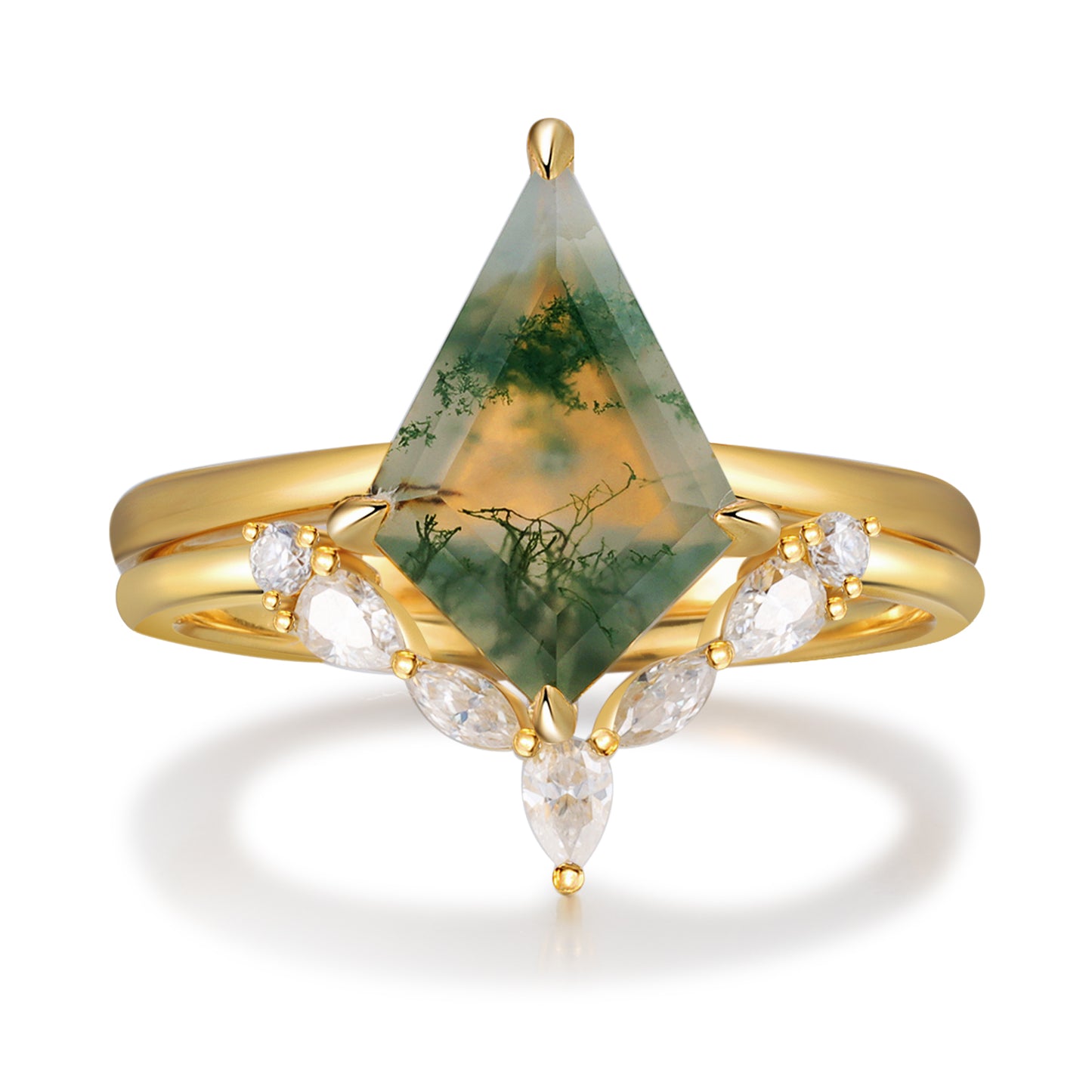 K Gold Natural Moss Agate Ring