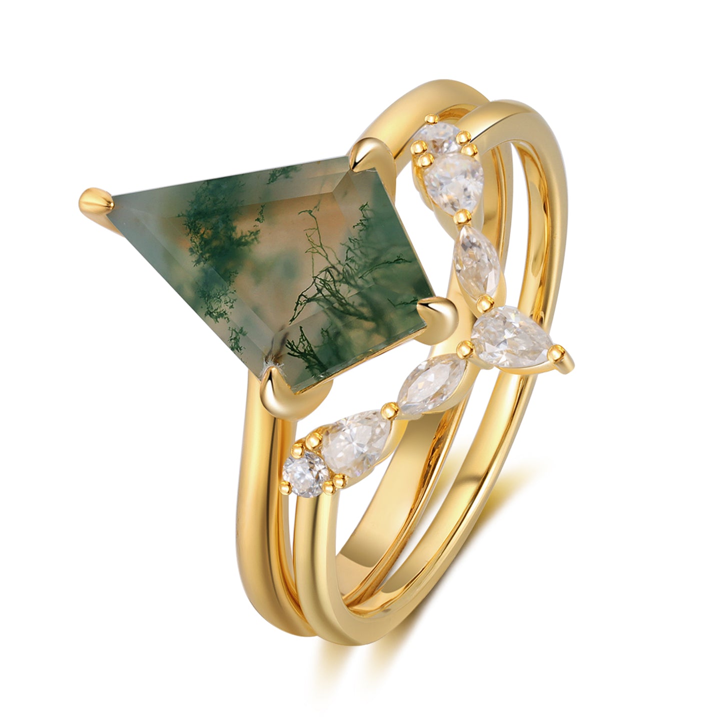 K Gold Natural Moss Agate Ring