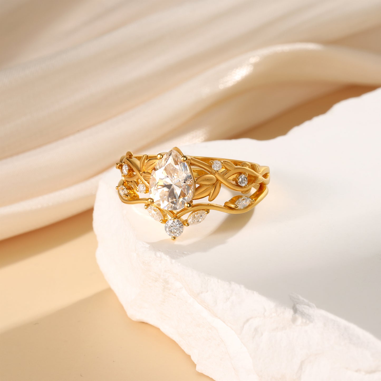 K Gold Natural Moissanite Ring