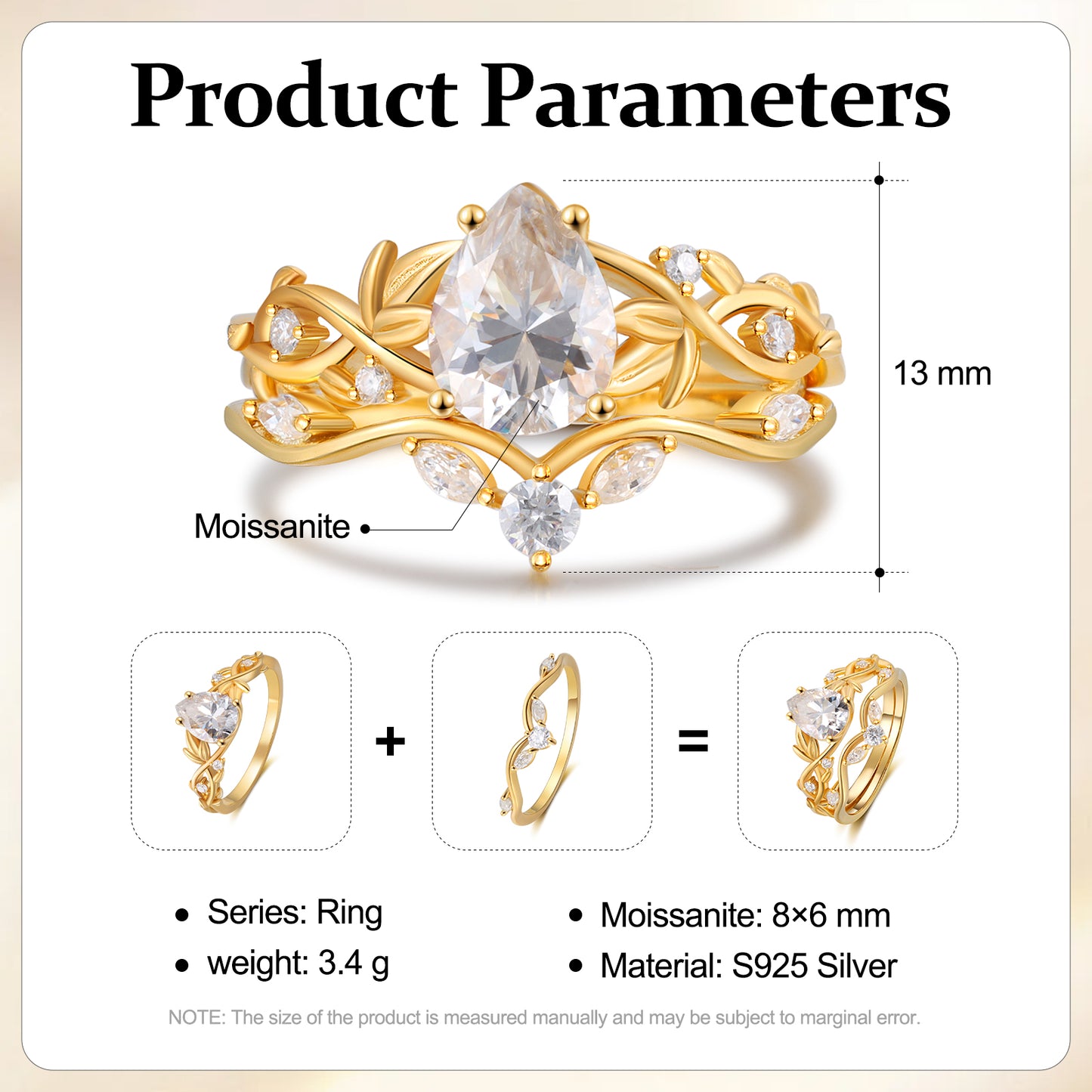 K Gold Natural Moissanite Ring