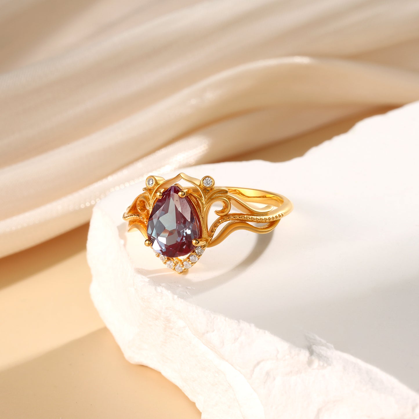 K Gold Natural Alexandrite Ring