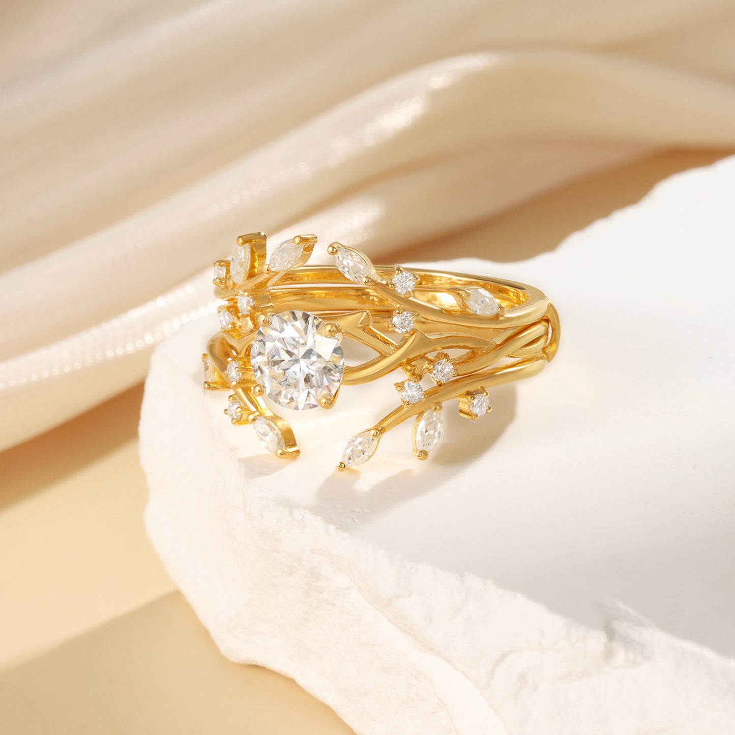 K Gold Natural Moissanite Ring