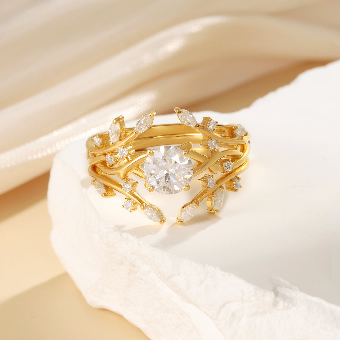 K Gold Natural Moissanite Ring