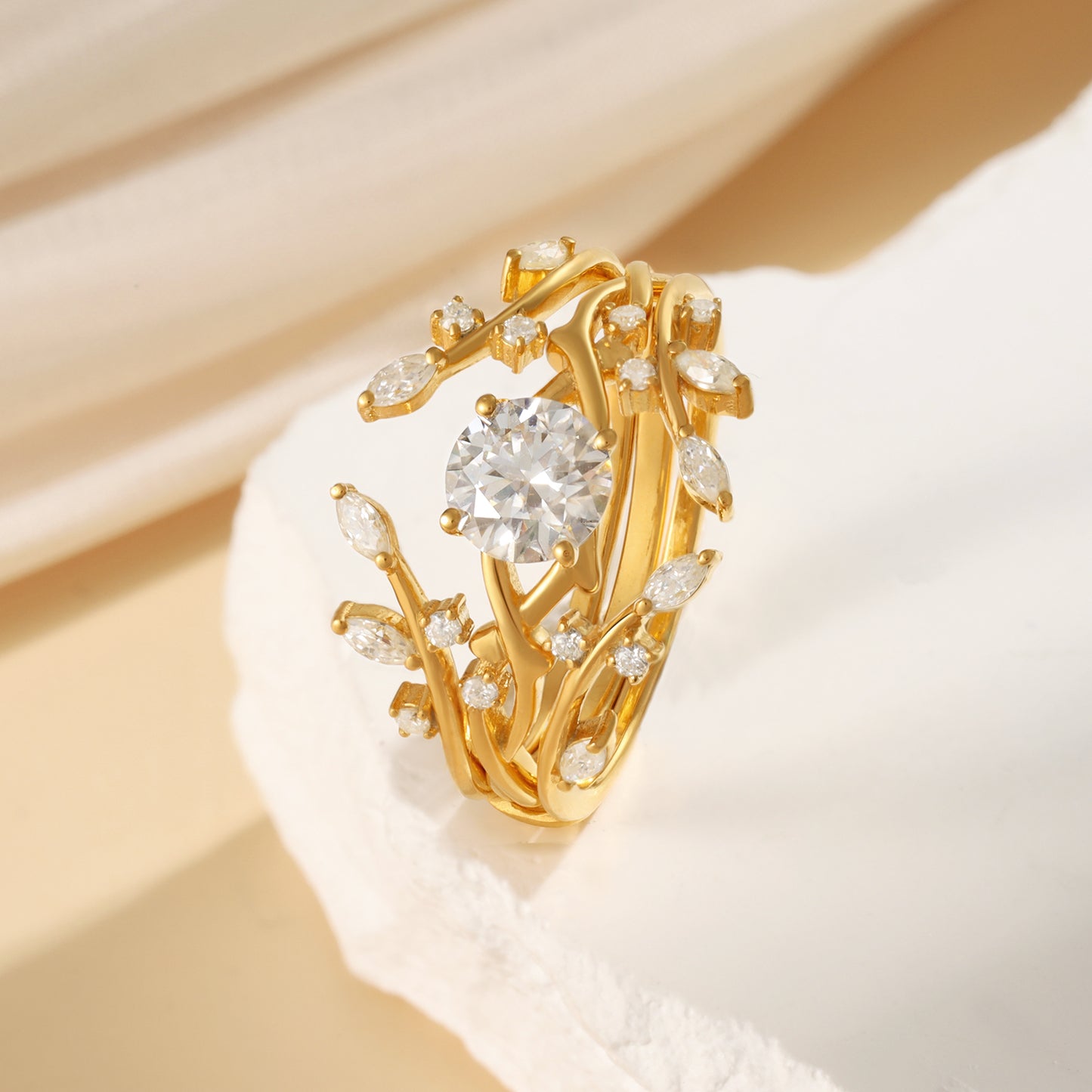 K Gold Natural Moissanite Ring