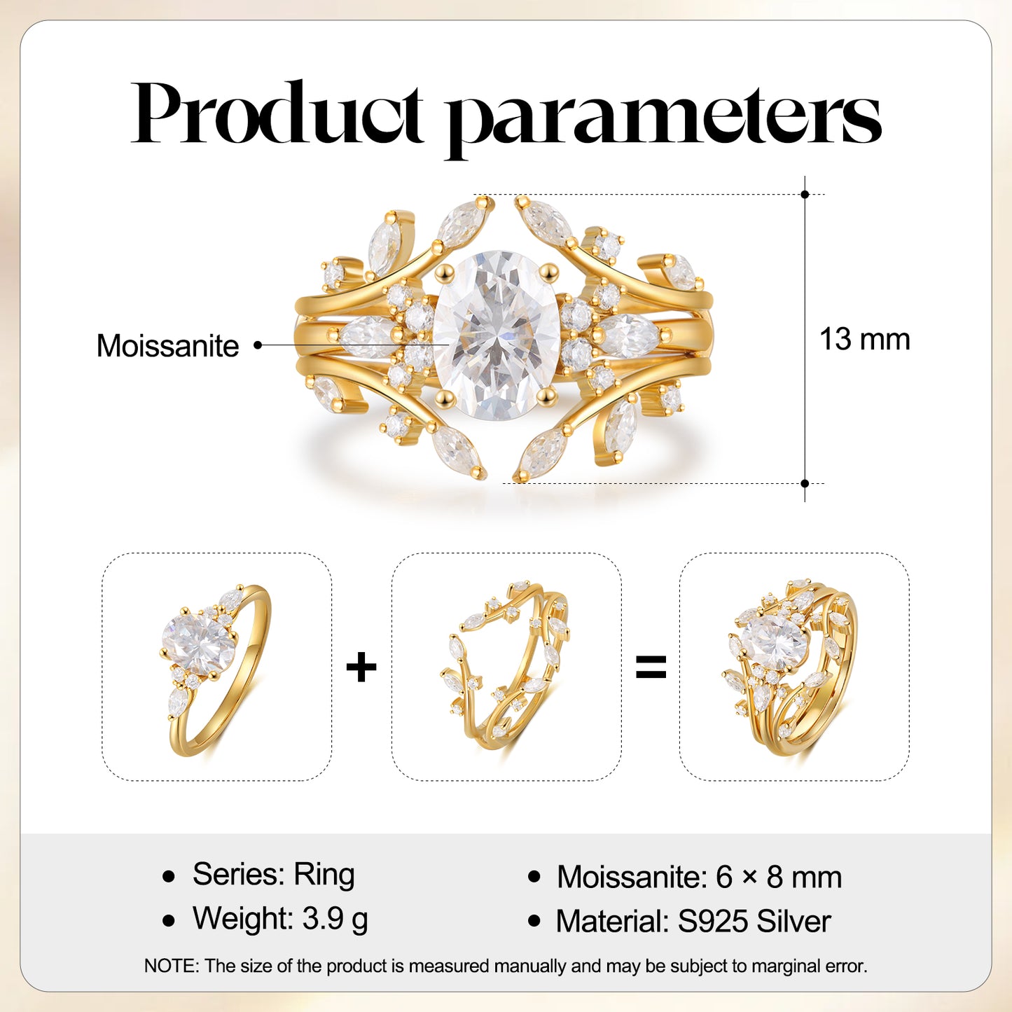 K Gold Natural Moissanite Ring