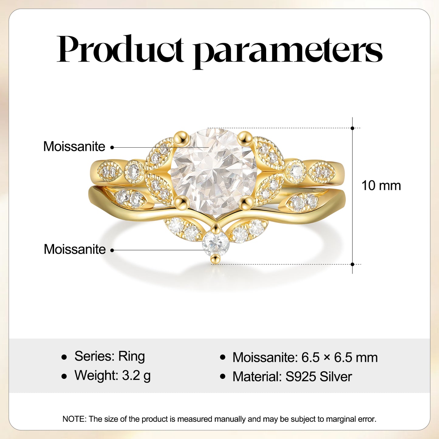 K Gold Natural Moissanite Ring