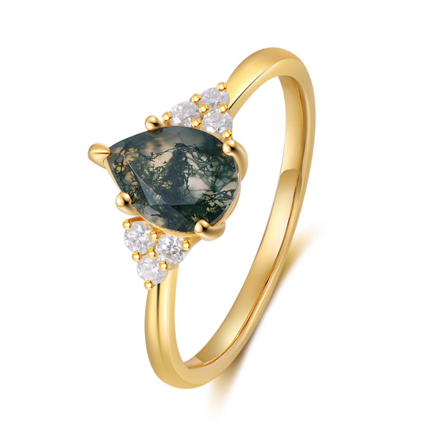 K Gold Natural Moss Agate Ring