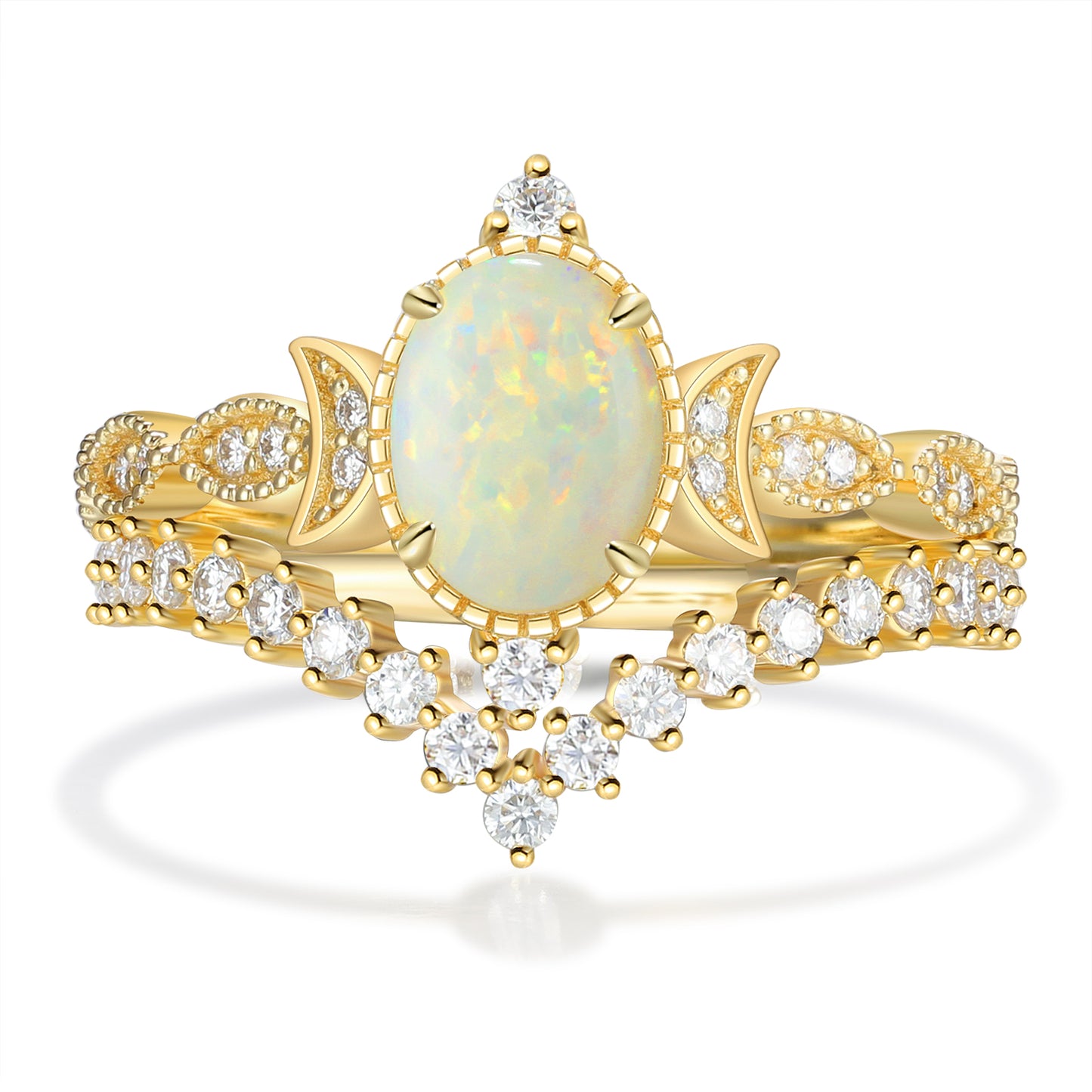 K Gold Natural Opal Stone Ring