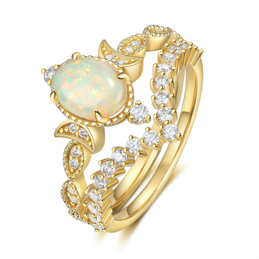 K Gold Natural Opal Stone Ring