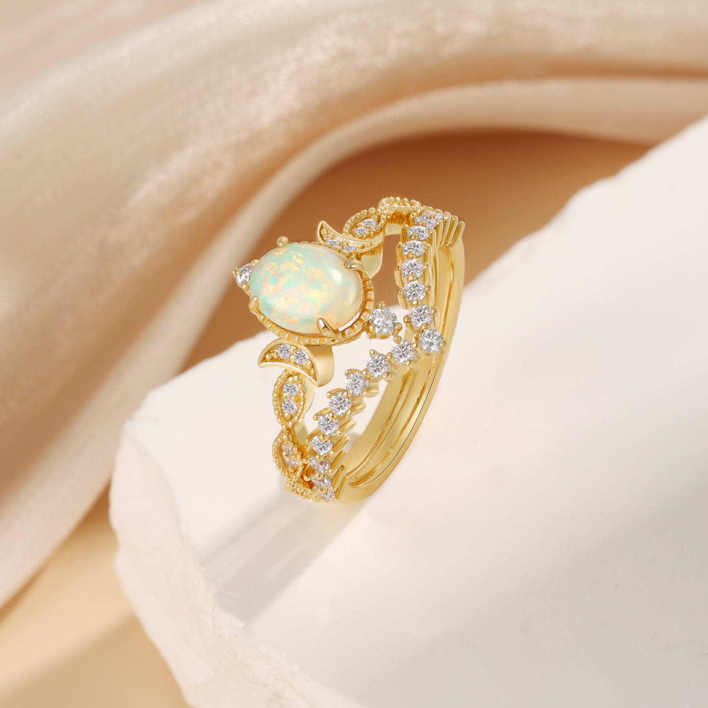 K Gold Natural Opal Stone Ring