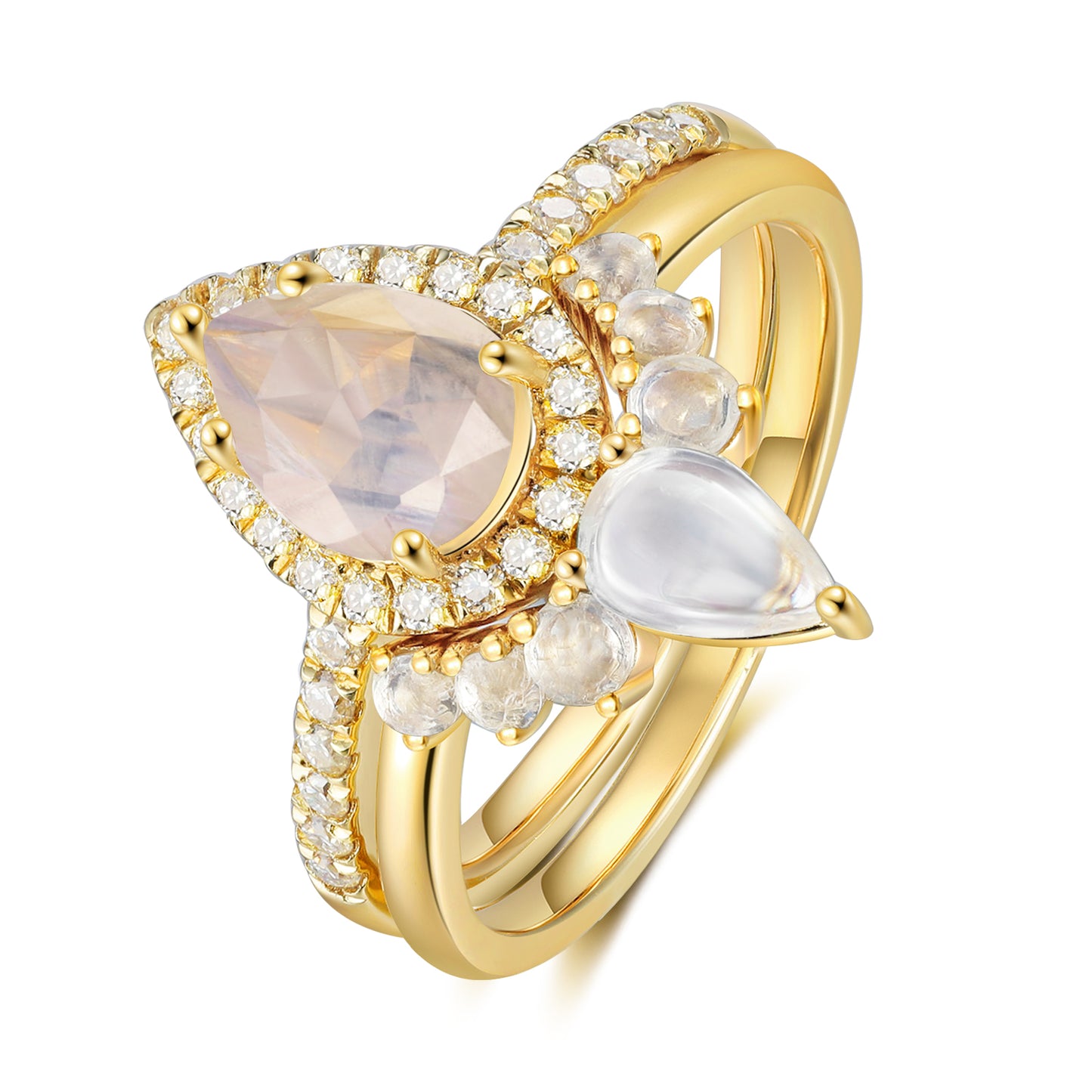 K Gold Natural Moonstone Ring